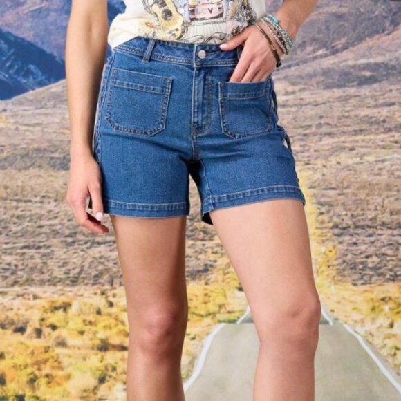 Cato Lace Up Denim Shorts - 8 - Picture 1 of 10